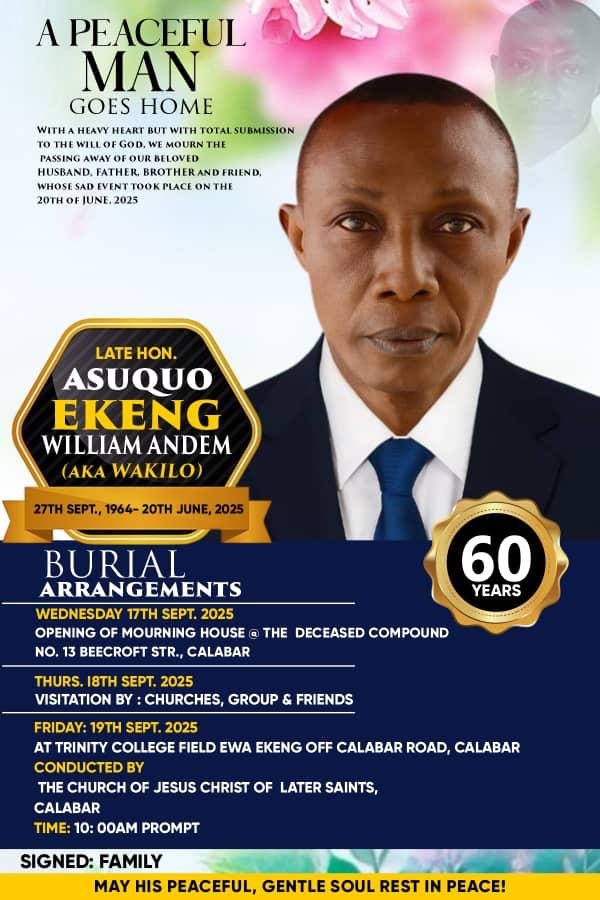 Orok Duke Pays Tribute to Late Hon. Asuquo Ekeng William Andem, Describes Him as a Grassroots Pillar