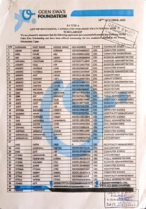 Oden Ewa Foundation Announces Successful Candidates for the 2025 Scholarship Programme at the Federal Polytechnic, Ugep