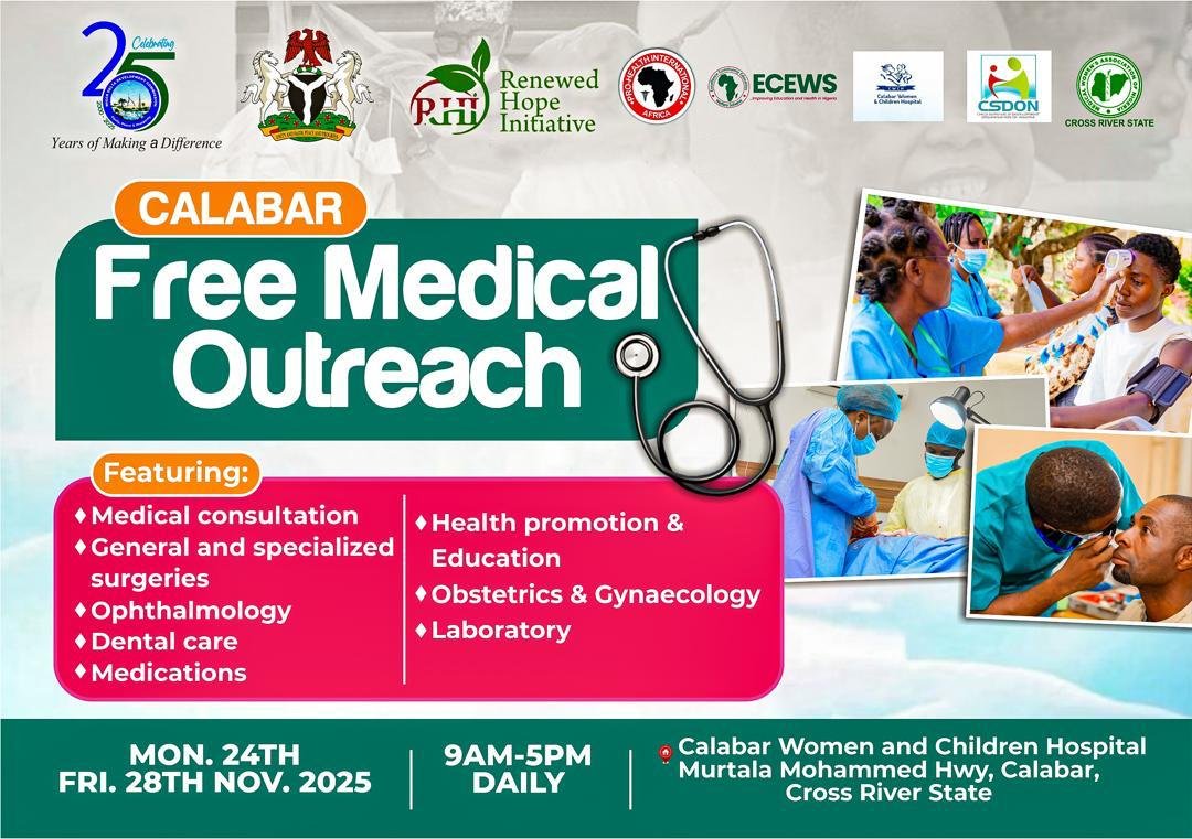 NDDC, Renewed Hope Initiative, Others Set to Hold Comprehensive Free Medical Outreach in Calabar