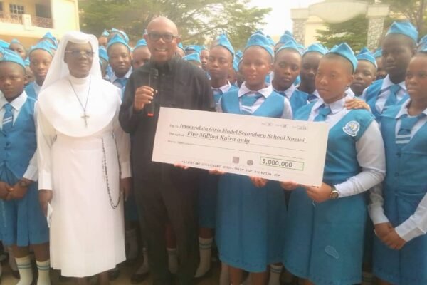 Peter Obi donates N5m to Nnewi Catholic girl secondary school, reiterates commitment to Nigeria's education sector