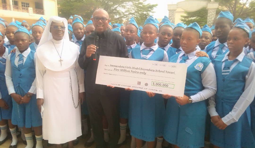 Peter Obi donates N5m to Nnewi Catholic girl secondary school, reiterates commitment to Nigeria's education sector