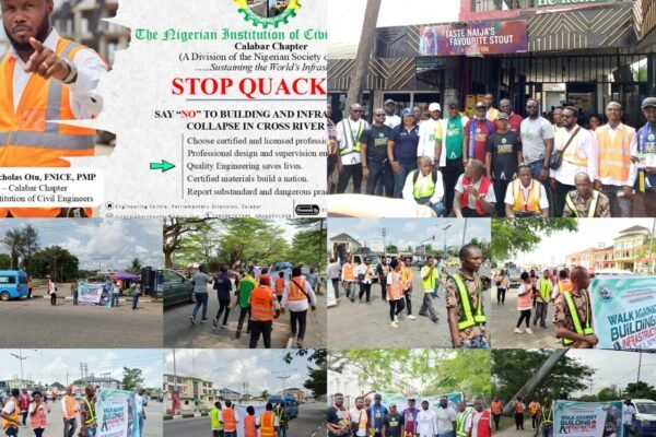 Nigerian Institution of Civil Engineers holds road walk against quackery, building collapse in Cross River