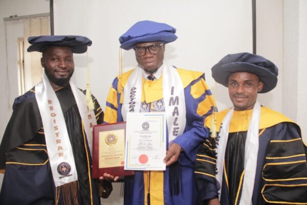Cross River Diaspora Boss, Otu Okor, Inducted as Doctoral Fellow of IMALE