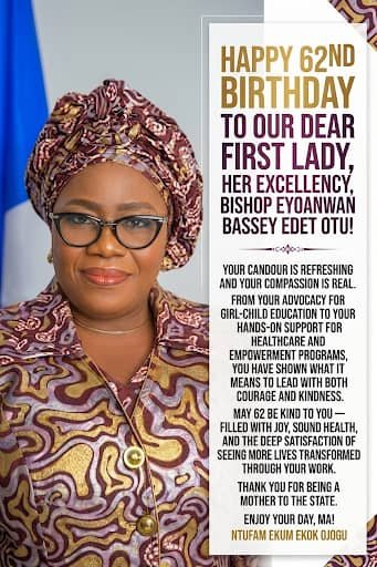 Ntufam Ekum Ekok Ojogu celebrates Cross River First Lady, Bishop Eyoanwan Otu on her birthday