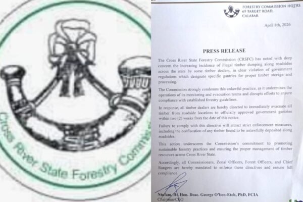 Cross River Forestry Commission Issues Two-Week Ultimatum to Timber Dealers Over Illegal Roadside Dumping