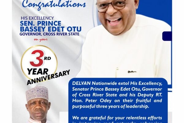 DELVAN Congratulates Gov Otu on Three Years of Purposeful Leadership