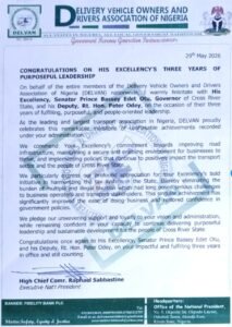 DELVAN Congratulates Gov Otu on Three Years of Purposeful Leadership