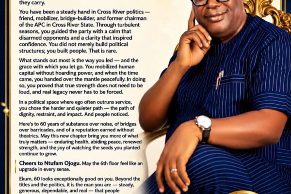 C'River Federal Commissioner, Dr Owa, felicitates Ntufam Ekum Ekok Ojogu on his 60th birthday