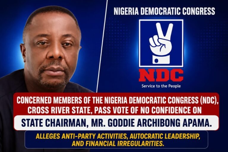 Breaking: NDC Cross River Passes Vote of No Confidence on State Chairman, Demands Investigation