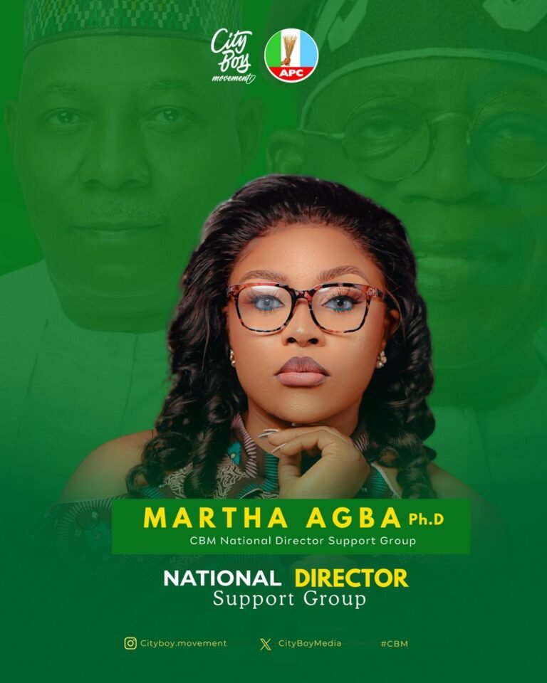 Chief Martha Agba PhD, Appointed National Director of Support Group in City Boy Movement