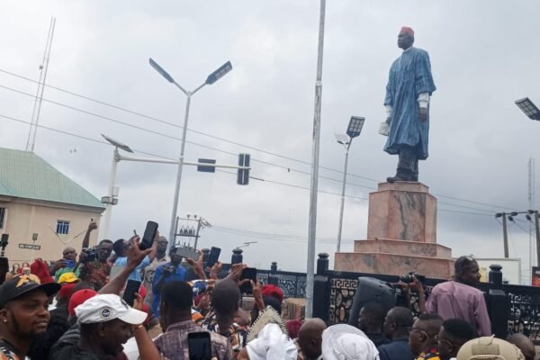 Soludo unveils Achebe's statue in Anambra