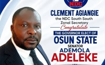 NDC South-South Zonal Secretary Congratulates Adeleke, says re-election a win for democracy