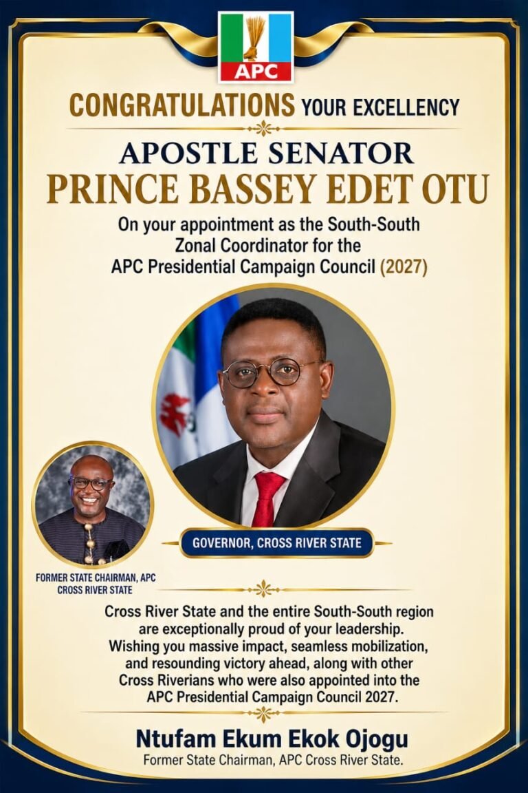 Former APC State Chairman, Ntufam Ekum Ekok Ojogu, Congratulates Governor Otu on Appointment into Presidential Campaign Council