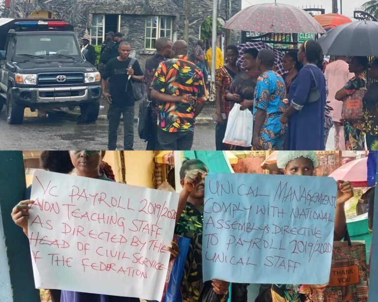 Protest erupts at UNICAL as Management ignores National Assembly, Head of Service directives to payroll 266 workers